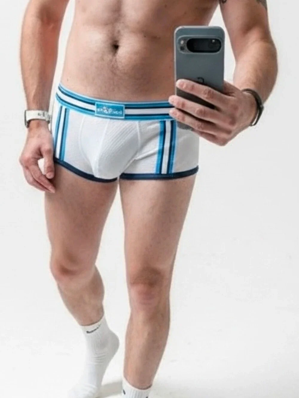 AussieBum White & Blue Athletic Briefs